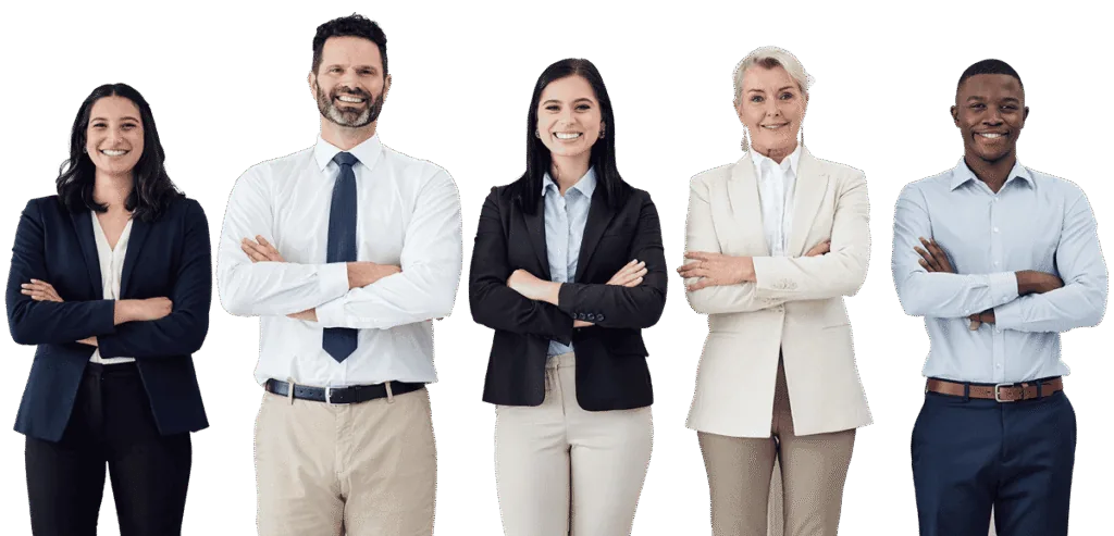 The S4 Accounting Services team of five advisers standing together